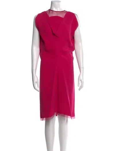 Pre-owned Ferragamo Silk Midi Length Dress In Red