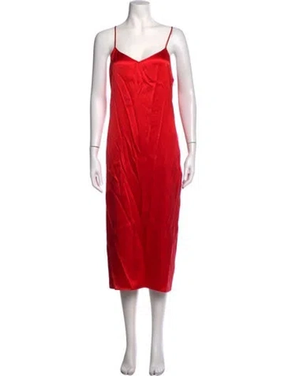 Pre-owned Ferragamo Silk Midi Length Dress In Red