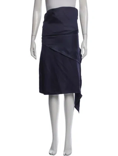 Pre-owned Ferragamo Silk Midi Length Skirt In Blue