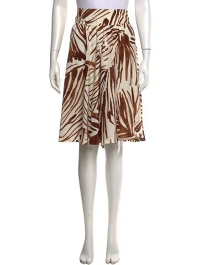 Pre-owned Ferragamo Silk Midi Length Skirt In Brown