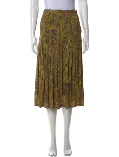 Pre-owned Ferragamo Silk Midi Length Skirt In Green