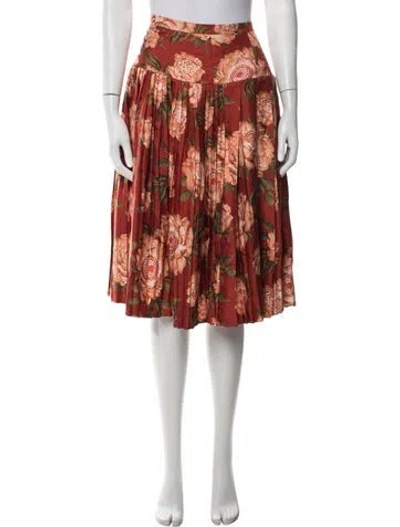 Pre-owned Ferragamo Silk Midi Length Skirt In Orange