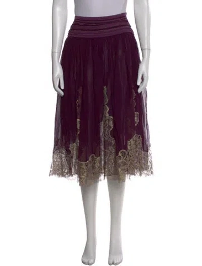 Pre-owned Ferragamo Silk Midi Length Skirt W/ Tags In Purple