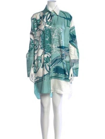 Pre-owned Ferragamo Silk Mini Dress In Green
