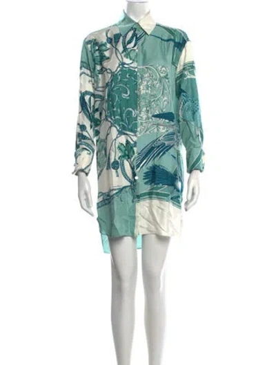 Pre-owned Ferragamo Silk Mini Dress In Green
