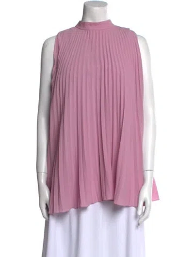 Pre-owned Ferragamo Silk Mock Neck Blouse In Pink