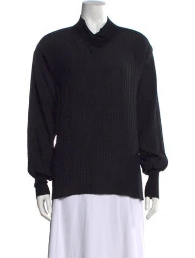 Pre-owned Ferragamo Silk Mock Neck Top In Black
