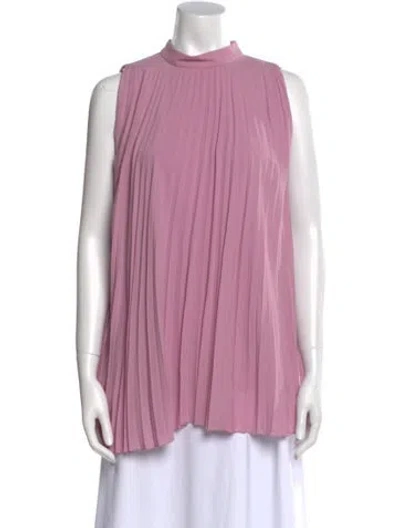 Pre-owned Ferragamo Silk Mock Neck Tunic In Pink