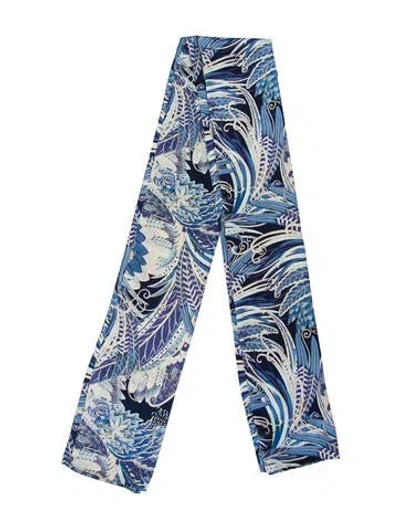 Pre-owned Ferragamo Silk Paisley Print Scarf In Blue