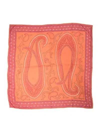 Pre-owned Ferragamo Silk Paisley Print Scarf In Multi
