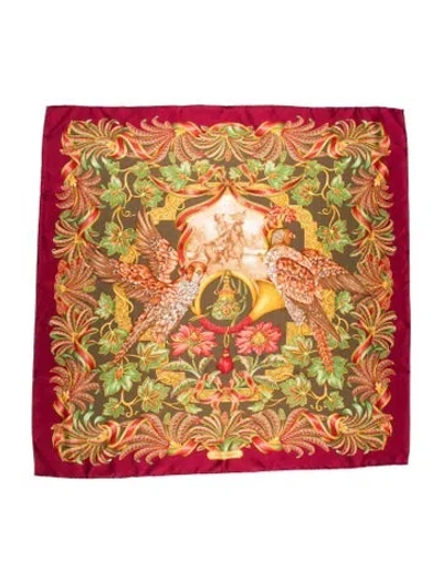 Pre-owned Ferragamo Silk Paisley Print Shawl In White