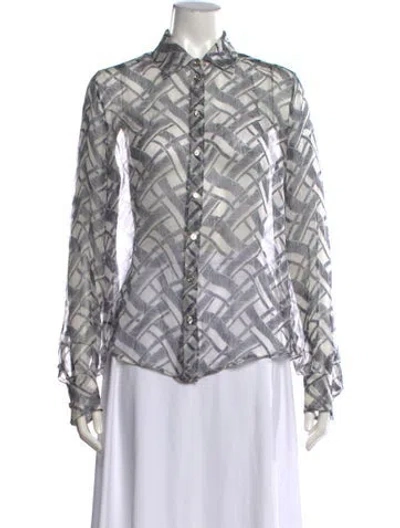 Pre-owned Ferragamo Silk Patterned Blouse In Multicolor