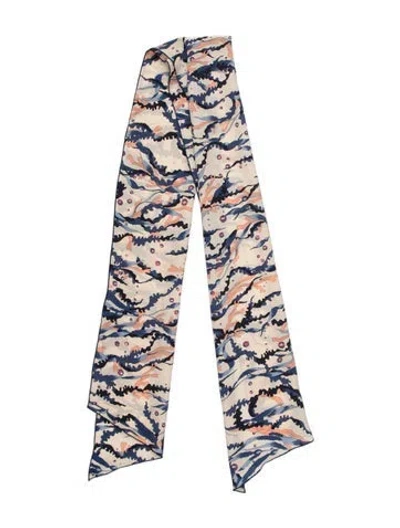 Pre-owned Ferragamo Silk Patterned Scarf In Blue