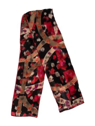 Pre-owned Ferragamo Silk Patterned Scarf W/ Tags In Red