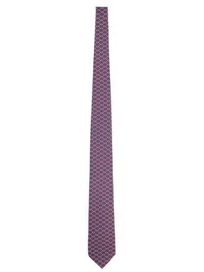 Ferragamo Silk Patterned Tie In Multicolour