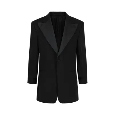 Pre-owned Ferragamo Silk Peaked Lapel Blazer 'black' | Men's Size 50