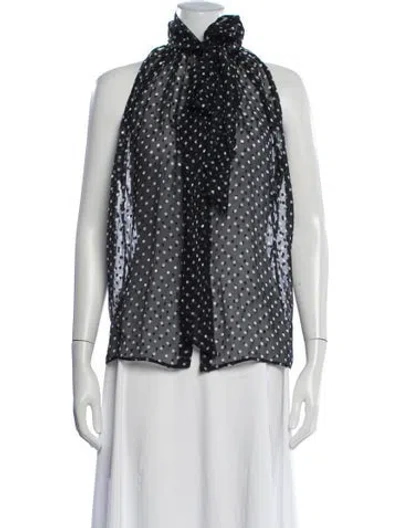 Pre-owned Ferragamo Silk Polka Dot Print Blouse In Black