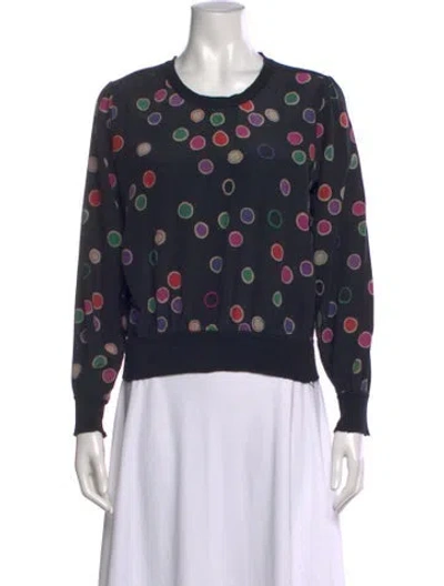 Pre-owned Ferragamo Silk Polka Dot Print Sweatshirt In Black