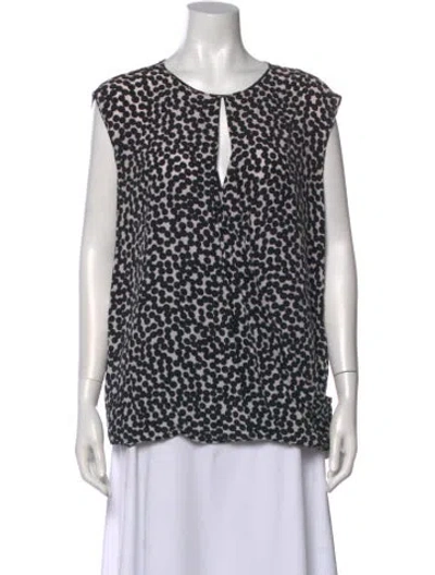 Pre-owned Ferragamo Silk Polka Dot Print Top In Black