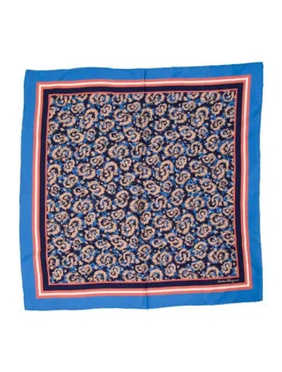 Pre-owned Ferragamo Silk Printed Bandana In Blue