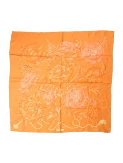 Pre-owned Ferragamo Silk Printed Bandana In Orange