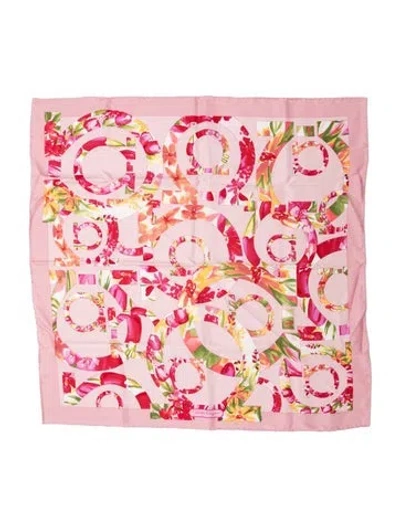 Pre-owned Ferragamo Silk Printed Bandana In Pink