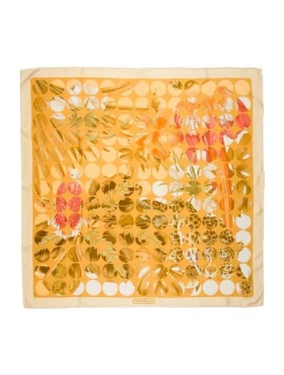 Pre-owned Ferragamo Silk Printed Bandana In Yellow