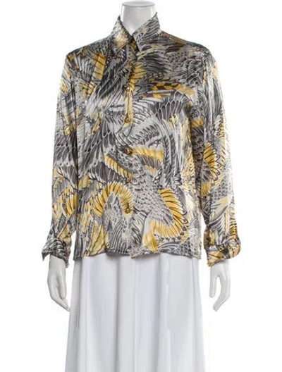 Pre-owned Ferragamo Silk Printed Blouse In Multi