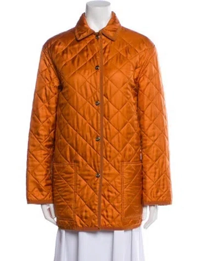 Pre-owned Ferragamo Silk Printed Jacket In Orange