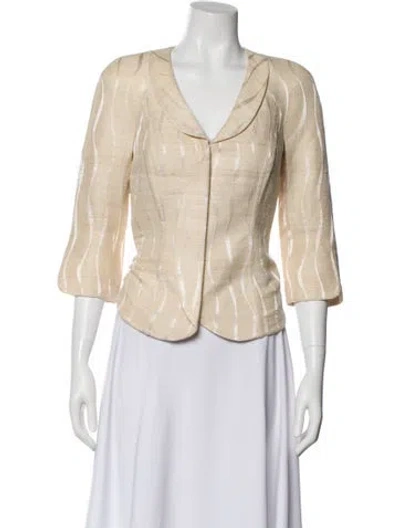 Pre-owned Ferragamo Silk Printed Jacket In White