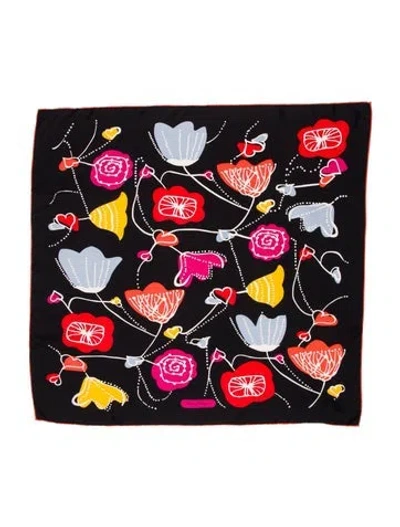 Pre-owned Ferragamo Silk Printed Scarf In Black