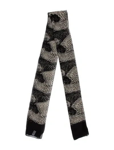 Pre-owned Ferragamo Silk Printed Scarf In Black