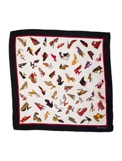 Pre-owned Ferragamo Silk Printed Scarf In Black