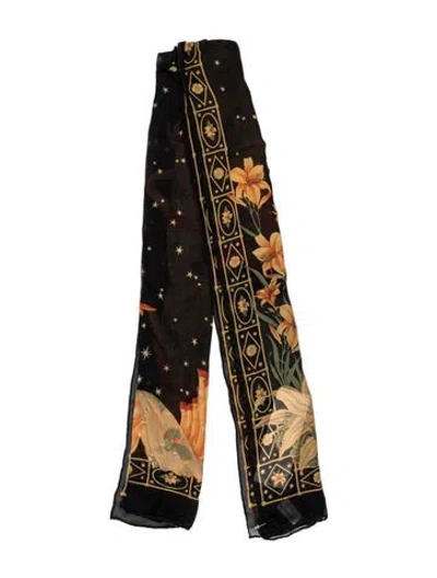 Pre-owned Ferragamo Silk Printed Scarf In Black