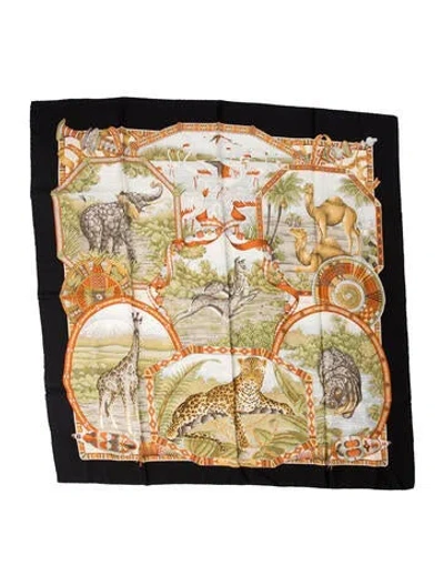 Pre-owned Ferragamo Silk Printed Scarf In Black