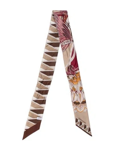 Pre-owned Ferragamo Silk Printed Scarf In Black