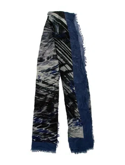 Pre-owned Ferragamo Silk Printed Scarf In Blue