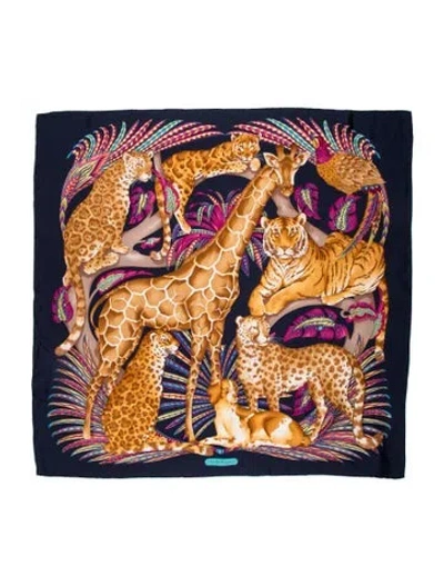 Pre-owned Ferragamo Silk Printed Scarf In Blue