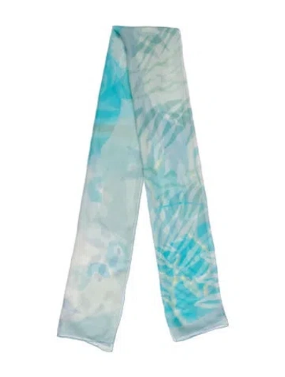 Pre-owned Ferragamo Silk Printed Scarf In Blue