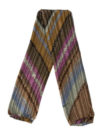 Pre-owned Ferragamo Silk Printed Scarf In Brown