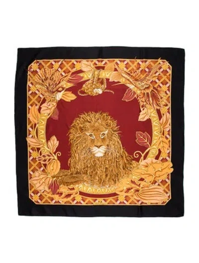 Pre-owned Ferragamo Silk Printed Scarf In Gold
