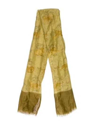 Pre-owned Ferragamo Silk Printed Scarf In Green