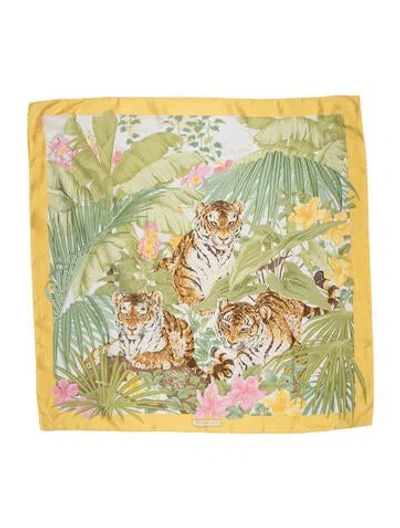 Pre-owned Ferragamo Silk Printed Scarf In Neutral