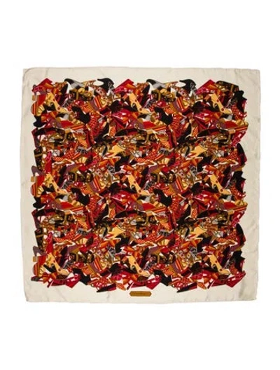 Pre-owned Ferragamo Silk Printed Scarf In Neutral