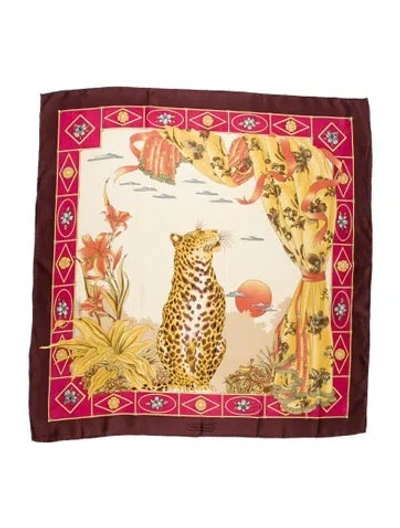 Pre-owned Ferragamo Silk Printed Scarf In Neutral