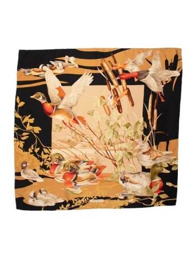 Pre-owned Ferragamo Silk Printed Scarf In Neutral