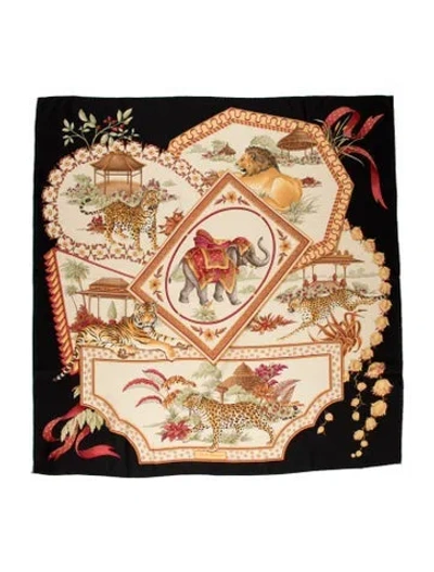 Pre-owned Ferragamo Silk Printed Scarf In Neutral