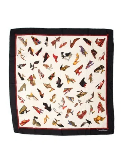 Pre-owned Ferragamo Silk Printed Scarf In Neutrals