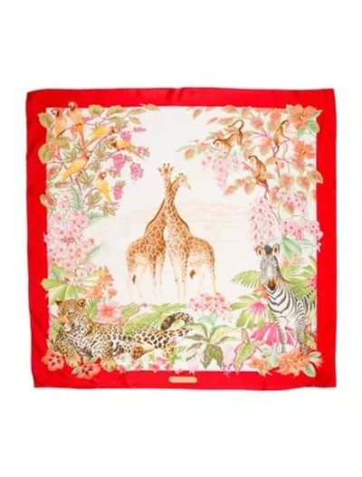 Pre-owned Ferragamo Silk Printed Scarf In Orange