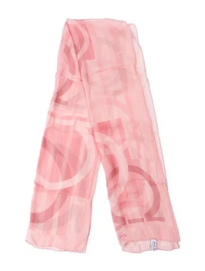 Pre-owned Ferragamo Silk Printed Scarf In Pink